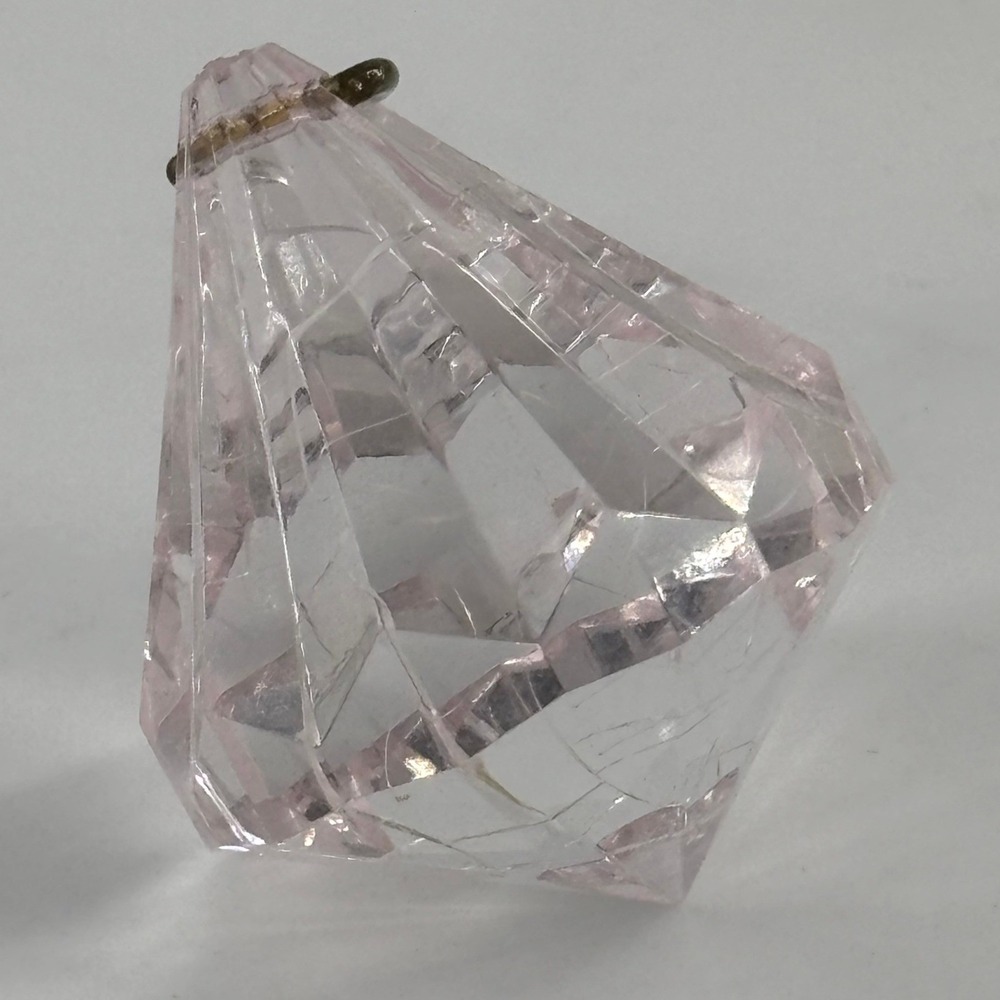 Acrylic Crystal Diamond Faceted Prism‎ Hanging Ornament Pink Tint Accent